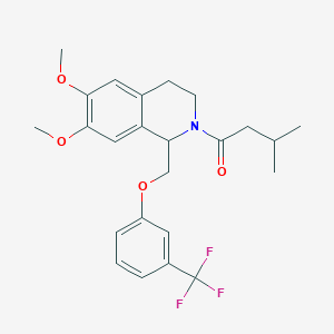 1-(6,7-dimethoxy-1-((3-(trifluoromethyl)phenoxy)methyl)-3,4-dihydroisoquinolin-2(1H)-yl)-3-methylbutan-1-one