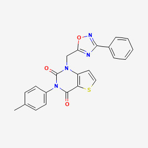 molecular formula C22H16N4O3S B11207559 1-((3-phenyl-1,2,4-oxadiazol-5-yl)methyl)-3-(p-tolyl)thieno[3,2-d]pyrimidine-2,4(1H,3H)-dione 