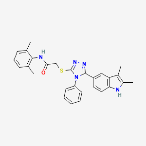 molecular formula C28H27N5OS B11207593 2-{[5-(2,3-dimethyl-1H-indol-5-yl)-4-phenyl-4H-1,2,4-triazol-3-yl]sulfanyl}-N-(2,6-dimethylphenyl)acetamide 