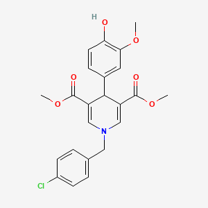 molecular formula C23H22ClNO6 B11207631 Dimethyl 1-(4-chlorobenzyl)-4-(4-hydroxy-3-methoxyphenyl)-1,4-dihydropyridine-3,5-dicarboxylate 