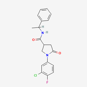 molecular formula C19H18ClFN2O2 B11207638 1-(3-chloro-4-fluorophenyl)-5-oxo-N-(1-phenylethyl)pyrrolidine-3-carboxamide 