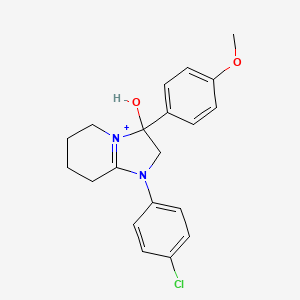 molecular formula C20H22ClN2O2+ B11207644 1-(4-Chlorophenyl)-3-hydroxy-3-(4-methoxyphenyl)-2,3,5,6,7,8-hexahydroimidazo[1,2-a]pyridin-1-ium 