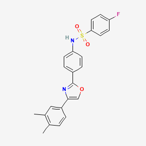 molecular formula C23H19FN2O3S B11207673 N-[4-[4-(3,4-Dimethylphenyl)-2-oxazolyl]phenyl]-4-fluorobenzenesulfonamide CAS No. 951624-28-5