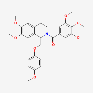 molecular formula C29H33NO8 B11207676 (6,7-dimethoxy-1-((4-methoxyphenoxy)methyl)-3,4-dihydroisoquinolin-2(1H)-yl)(3,4,5-trimethoxyphenyl)methanone 