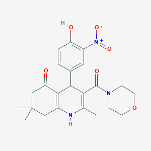 molecular formula C23H27N3O6 B11207684 4-(4-hydroxy-3-nitrophenyl)-2,7,7-trimethyl-3-(morpholin-4-ylcarbonyl)-4,6,7,8-tetrahydroquinolin-5(1H)-one 