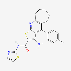 3-amino-4-(4-methylphenyl)-N-(1,3-thiazol-2-yl)-6,7,8,9-tetrahydro-5H-cyclohepta[b]thieno[3,2-e]pyridine-2-carboxamide