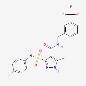 molecular formula C20H19F3N4O3S B11207780 3-methyl-5-(N-(p-tolyl)sulfamoyl)-N-(3-(trifluoromethyl)benzyl)-1H-pyrazole-4-carboxamide 