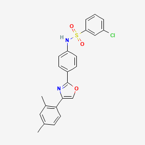 molecular formula C23H19ClN2O3S B11207793 3-Chloro-N-[4-[4-(2,4-dimethylphenyl)-2-oxazolyl]phenyl]benzenesulfonamide CAS No. 951624-22-9