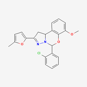 molecular formula C22H19ClN2O3 B11207820 5-(2-Chlorophenyl)-7-methoxy-2-(5-methylfuran-2-yl)-1,10b-dihydropyrazolo[1,5-c][1,3]benzoxazine 