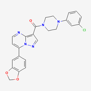 [7-(1,3-Benzodioxol-5-yl)pyrazolo[1,5-a]pyrimidin-3-yl][4-(3-chlorophenyl)piperazin-1-yl]methanone