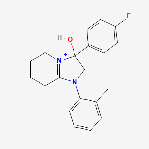 molecular formula C20H22FN2O+ B11207833 3-(4-Fluorophenyl)-3-hydroxy-1-(2-methylphenyl)-2,3,5,6,7,8-hexahydroimidazo[1,2-a]pyridin-1-ium 