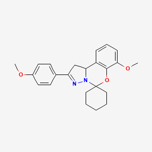 molecular formula C23H26N2O3 B11207842 7'-Methoxy-2'-(4-methoxyphenyl)-1',10b'-dihydrospiro[cyclohexane-1,5'-pyrazolo[1,5-c][1,3]benzoxazine] 