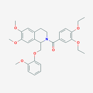 (3,4-diethoxyphenyl)(6,7-dimethoxy-1-((2-methoxyphenoxy)methyl)-3,4-dihydroisoquinolin-2(1H)-yl)methanone