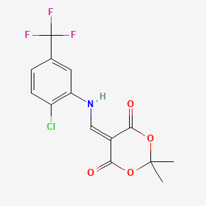 molecular formula C14H11ClF3NO4 B11207882 5-({[2-Chloro-5-(trifluoromethyl)phenyl]amino}methylidene)-2,2-dimethyl-1,3-dioxane-4,6-dione 