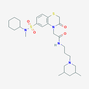 molecular formula C27H42N4O4S2 B11207900 2-{6-[Cyclohexyl(methyl)sulfamoyl]-3-oxo-3,4-dihydro-2H-1,4-benzothiazin-4-YL}-N-[3-(3,5-dimethylpiperidin-1-YL)propyl]acetamide 