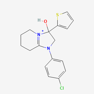 1-(4-Chlorophenyl)-3-hydroxy-3-(thiophen-2-yl)-2,3,5,6,7,8-hexahydroimidazo[1,2-a]pyridin-1-ium