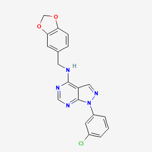 molecular formula C19H14ClN5O2 B11207949 N-(1,3-benzodioxol-5-ylmethyl)-1-(3-chlorophenyl)-1H-pyrazolo[3,4-d]pyrimidin-4-amine 