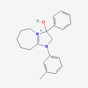 molecular formula C21H25N2O+ B11207967 3-hydroxy-1-(3-methylphenyl)-3-phenyl-2,5,6,7,8,9-hexahydro-3H-imidazo[1,2-a]azepin-1-ium 