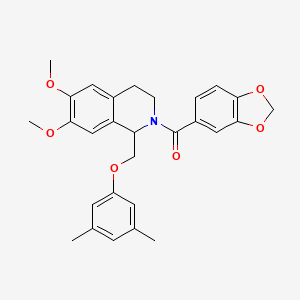 benzo[d][1,3]dioxol-5-yl(1-((3,5-dimethylphenoxy)methyl)-6,7-dimethoxy-3,4-dihydroisoquinolin-2(1H)-yl)methanone