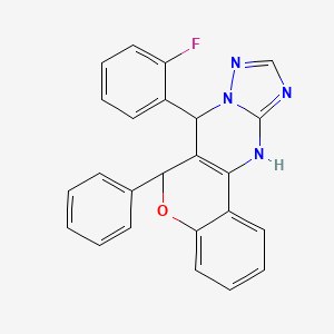 molecular formula C24H17FN4O B11208017 7-(2-fluorophenyl)-6-phenyl-7,12-dihydro-6H-chromeno[4,3-d][1,2,4]triazolo[1,5-a]pyrimidine 