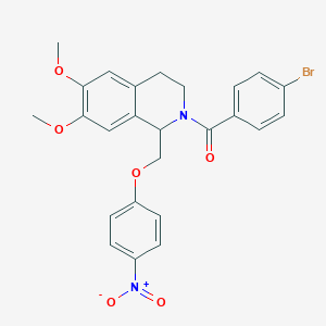 molecular formula C25H23BrN2O6 B11208027 (4-bromophenyl)(6,7-dimethoxy-1-((4-nitrophenoxy)methyl)-3,4-dihydroisoquinolin-2(1H)-yl)methanone 