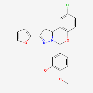 molecular formula C22H19ClN2O4 B11208042 9-Chloro-5-(3,4-dimethoxyphenyl)-2-(furan-2-yl)-1,10b-dihydropyrazolo[1,5-c][1,3]benzoxazine 