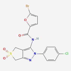 molecular formula C16H11BrClN3O4S B11208097 5-bromo-N-(2-(4-chlorophenyl)-5,5-dioxido-4,6-dihydro-2H-thieno[3,4-c]pyrazol-3-yl)furan-2-carboxamide 