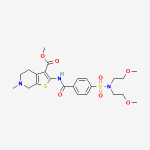 molecular formula C23H31N3O7S2 B11208171 Methyl 2-{4-[bis(2-methoxyethyl)sulfamoyl]benzamido}-6-methyl-4H,5H,6H,7H-thieno[2,3-C]pyridine-3-carboxylate 