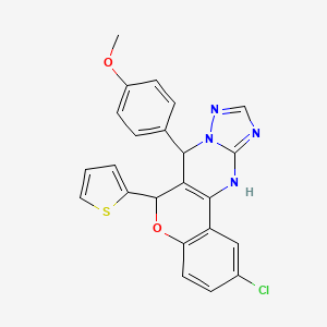 2-chloro-7-(4-methoxyphenyl)-6-(thiophen-2-yl)-7,12-dihydro-6H-chromeno[4,3-d][1,2,4]triazolo[1,5-a]pyrimidine