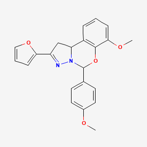 molecular formula C22H20N2O4 B11208175 2-(Furan-2-yl)-7-methoxy-5-(4-methoxyphenyl)-1,10b-dihydropyrazolo[1,5-c][1,3]benzoxazine 