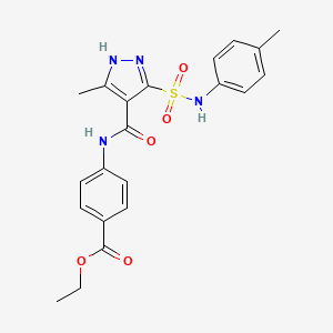 ethyl 4-(3-methyl-5-(N-(p-tolyl)sulfamoyl)-1H-pyrazole-4-carboxamido)benzoate