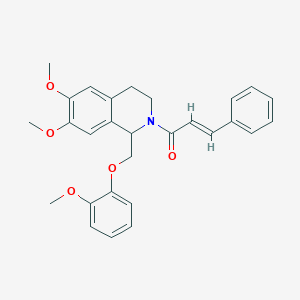 molecular formula C28H29NO5 B11208283 (2E)-1-{6,7-Dimethoxy-1-[(2-methoxyphenoxy)methyl]-1,2,3,4-tetrahydroisoquinolin-2-YL}-3-phenylprop-2-EN-1-one 