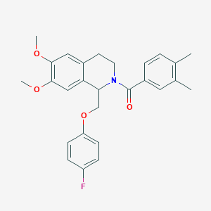 molecular formula C27H28FNO4 B11208323 (3,4-dimethylphenyl)(1-((4-fluorophenoxy)methyl)-6,7-dimethoxy-3,4-dihydroisoquinolin-2(1H)-yl)methanone 