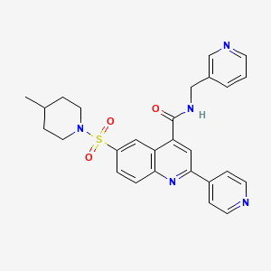 molecular formula C27H27N5O3S B11208360 6-[(4-Methyl-1-piperidinyl)sulfonyl]-2-(4-pyridinyl)-N-(3-pyridinylmethyl)-4-quinolinecarboxamide CAS No. 898208-97-4