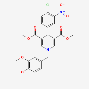 molecular formula C24H23ClN2O8 B11208368 Dimethyl 4-(4-chloro-3-nitrophenyl)-1-(3,4-dimethoxybenzyl)-1,4-dihydropyridine-3,5-dicarboxylate 