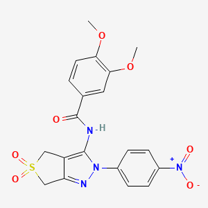 3,4-dimethoxy-N-(2-(4-nitrophenyl)-5,5-dioxido-4,6-dihydro-2H-thieno[3,4-c]pyrazol-3-yl)benzamide