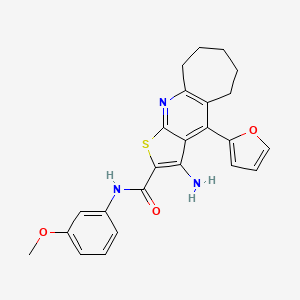 molecular formula C24H23N3O3S B11208401 3-amino-4-(2-furyl)-N-(3-methoxyphenyl)-6,7,8,9-tetrahydro-5H-cyclohepta[b]thieno[3,2-e]pyridine-2-carboxamide 