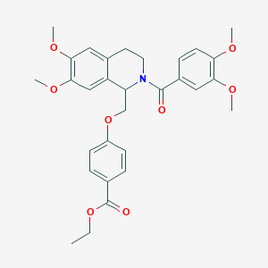 molecular formula C30H33NO8 B11208436 Ethyl 4-{[2-(3,4-dimethoxybenzoyl)-6,7-dimethoxy-1,2,3,4-tetrahydroisoquinolin-1-yl]methoxy}benzoate 