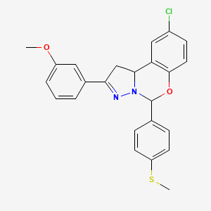 molecular formula C24H21ClN2O2S B11208472 9-Chloro-2-(3-methoxyphenyl)-5-[4-(methylsulfanyl)phenyl]-1,10b-dihydropyrazolo[1,5-c][1,3]benzoxazine 