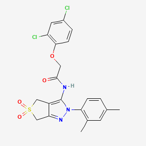 2-(2,4-dichlorophenoxy)-N-(2-(2,4-dimethylphenyl)-5,5-dioxido-4,6-dihydro-2H-thieno[3,4-c]pyrazol-3-yl)acetamide