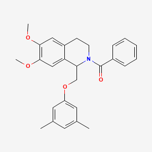 molecular formula C27H29NO4 B11208494 (1-((3,5-dimethylphenoxy)methyl)-6,7-dimethoxy-3,4-dihydroisoquinolin-2(1H)-yl)(phenyl)methanone 