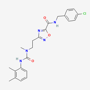 molecular formula C22H24ClN5O3 B11208501 N-[(4-Chlorophenyl)methyl]-3-(2-{[(2,3-dimethylphenyl)carbamoyl](methyl)amino}ethyl)-1,2,4-oxadiazole-5-carboxamide 