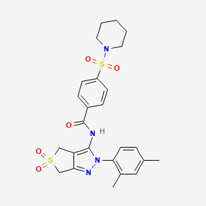 N-(2-(2,4-dimethylphenyl)-5,5-dioxido-4,6-dihydro-2H-thieno[3,4-c]pyrazol-3-yl)-4-(piperidin-1-ylsulfonyl)benzamide