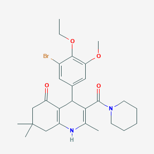 molecular formula C27H35BrN2O4 B11208527 4-(3-bromo-4-ethoxy-5-methoxyphenyl)-2,7,7-trimethyl-3-(piperidin-1-ylcarbonyl)-4,6,7,8-tetrahydroquinolin-5(1H)-one 