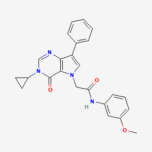 molecular formula C24H22N4O3 B11208643 2-(3-cyclopropyl-4-oxo-7-phenyl-3,4-dihydro-5H-pyrrolo[3,2-d]pyrimidin-5-yl)-N-(3-methoxyphenyl)acetamide 