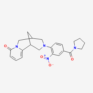 molecular formula C22H24N4O4 B11208653 3-[2-nitro-4-(pyrrolidin-1-ylcarbonyl)phenyl]-1,2,3,4,5,6-hexahydro-8H-1,5-methanopyrido[1,2-a][1,5]diazocin-8-one 