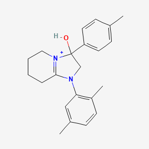 1-(2,5-Dimethylphenyl)-3-hydroxy-3-(4-methylphenyl)-2,3,5,6,7,8-hexahydroimidazo[1,2-a]pyridin-1-ium