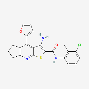 molecular formula C22H18ClN3O2S B11208690 3-amino-N-(3-chloro-2-methylphenyl)-4-(2-furyl)-6,7-dihydro-5H-cyclopenta[b]thieno[3,2-e]pyridine-2-carboxamide 