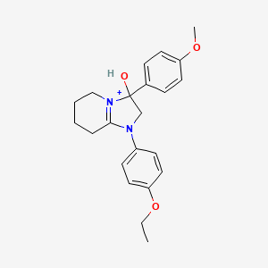 1-(4-Ethoxyphenyl)-3-hydroxy-3-(4-methoxyphenyl)-2,3,5,6,7,8-hexahydroimidazo[1,2-a]pyridin-1-ium