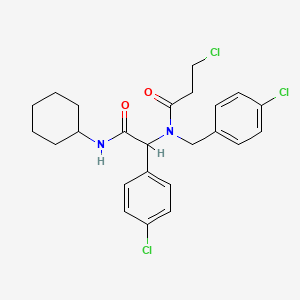 molecular formula C24H27Cl3N2O2 B11208716 3-Chloro-N-[(4-chlorophenyl)(cyclohexylcarbamoyl)methyl]-N-[(4-chlorophenyl)methyl]propanamide CAS No. 1037309-47-9